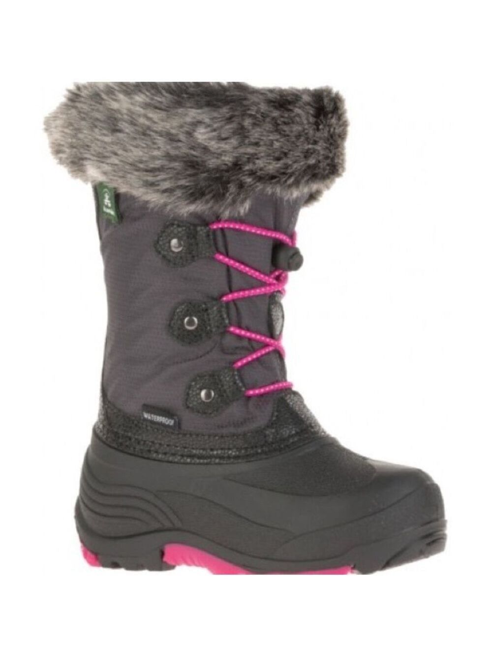 Size 3 Youth Kamik Kids' Gray and Pink Winter Boots
